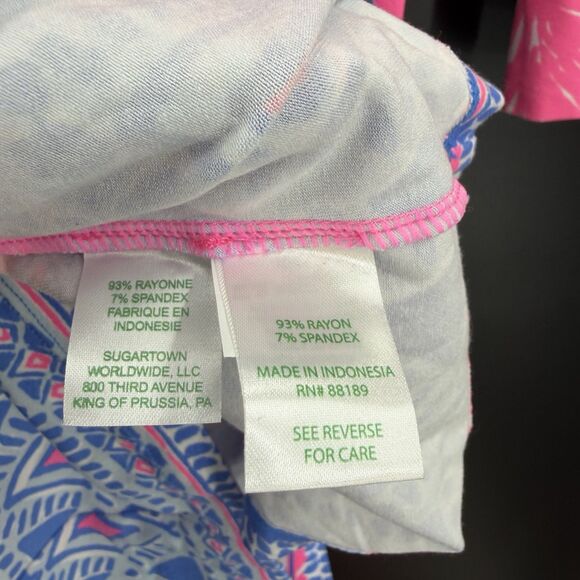 EUC LILLY PULITZER SOPHIE UPF 50+ TROPICAL PINEAPPLE PINK AND BLUE DRESS LARGE - Picture 5 of 6
